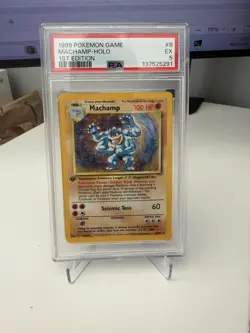 Pokemon Base Set PSA 5 Machamp Holographic Card First Edition - Image 1