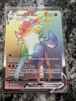 Pokemon TCG Lycanroc Vmax Evolving Skies Secret Rainbow Rare 213/203 - Image 1