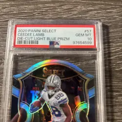 2020 Panini Select Ceedee Lamb Die-Cut Light Blue Prizm Gem My Psa 10 Rc - Image 3