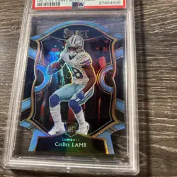 2020 Panini Select Ceedee Lamb Die-Cut Light Blue Prizm Gem My Psa 10 Rc - Image 4