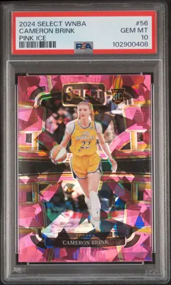 2024 PANINI SELECT WNBA PINK ICE #56 CAMERON BRINK ROOKIE RC PSA 10 - Image 1