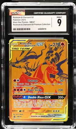 RESHIRAM & CHARIZARD GX Sun & Moon Promo #SM247 CGC 9 Pokemon - Image 1