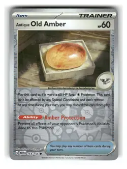 Antique Old Amber 154/165 Common 151 Pokemon Reverse Holo Near Mint - Image 1