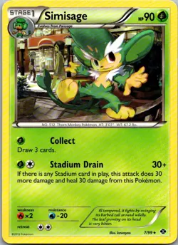 Simisage 7/99 Rare Next Destinies Pokemon Lightly Played - Image 1