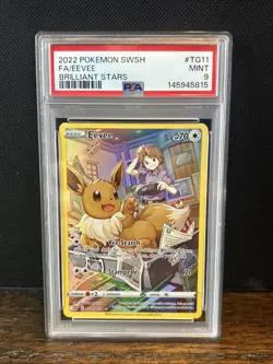 2022 Eevee TG11 Brilliant Stars Sword & Shield Trainer Gallery Pokemon PSA 9 - Image 1
