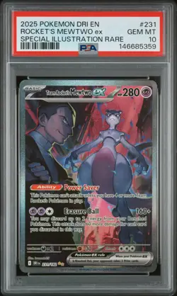 2025 POKEMON DRI EN-DESTINED RIVALS #231 TEAM ROCKET'S MEWTWO EX PSA 10 - Image 1