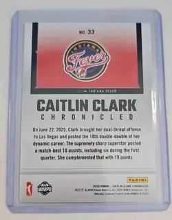 2025 Panini Caitlin Clark Chronicled Double Double #33 Silver Holo Foil NM - Image 5