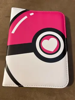 Pokemon TCG Pink White Poke Ball Zip Up 50 pages Holds 400 Card Binder TCGAMES - Image 1