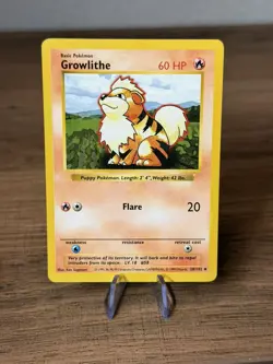 Pokemon Card Growlithe (28/102) Shadowless Base Set TCG 1999 Uncommon NM Card - Image 1