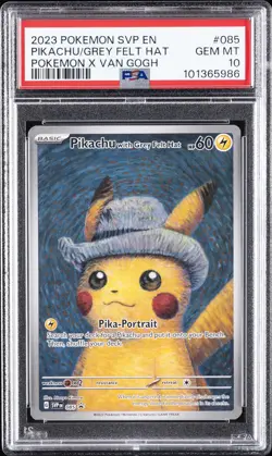 2023 POKEMON SVP EN-SV BLACK STAR PROMO #085 PIKACHU WITH GREY FELT HAT PSA 10 - Image 1