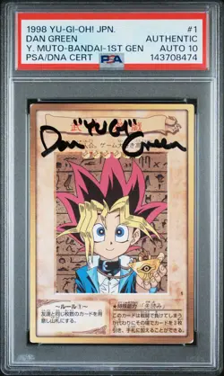 PSA 10 Signed Dan Green Yu-Gi-OH! TCG Yugi Muto #1 1998 Bandai 1st Gen Japanese - Image 1