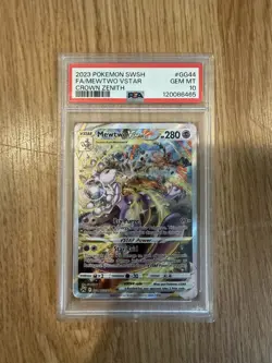 2023 POKEMON SWORD & SHIELD CROWN ZENITH #GG44 FULL ART/MEWTWO VSTAR PSA 10 - Image 1