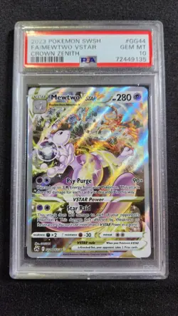 Pokemon 2023 SWSH FA MEWTWO VSTAR CROWN ZENITH #GG44 PSA 10 GEM Mint - Image 1