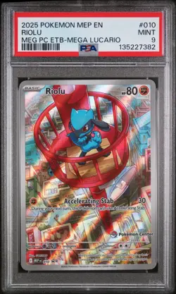 Riolu Pokemon Center Etb-Mega Lucario Pokemon Black Star Promo MEP010 PSA 9 - Image 1