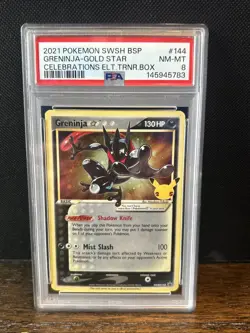2021 POKEMON SWSH BLACK STAR PROMO #144 GRENINJA-GOLD STAR PSA 8 - Image 1