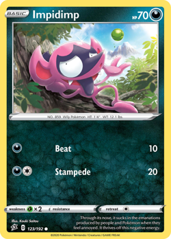 Pokemon - 123/192 - Impidimp - Rebel Clash - NM/M - Image 1