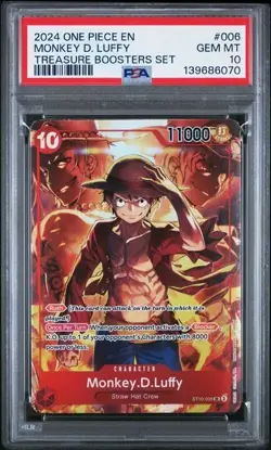 2024 ONE PIECE PROMOS 006 MONKEY D. LUFFY TREASURE BOOSTERS SET PSA 10 GEM MINT - Image 1