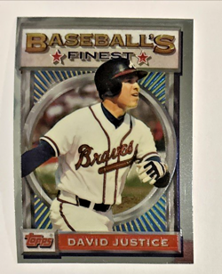 David Justice 1993 Topps Finest #1 MLB Baseball Insert Card Atlanta Braves - Image 1