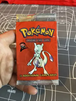Vintage 1999 Pokemon TCG Base Set 2 Mewtwo Empty Booster Pack Wrapper - Image 1