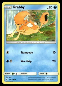 Krabby Common SM Unbroken Bonds 46/214 Moderately Played Buy 10 Get 10 Free - Image 1