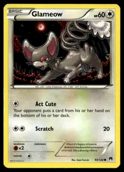 Glameow Common XY BREAKpoint 93/122 Moderately Played Buy 10 Get 10 Free - Image 1