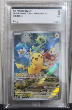 BRG 9 Pikachu SVP 027 Pokemon Center Stamp Promo Paldea Evolved ETB 2023 - Image 1