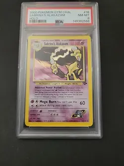 PSA 8 NM-MT Pokemon Sabrina's Alakazam Gym Challenge 16/132 Holo Rare 2000 - Image 1