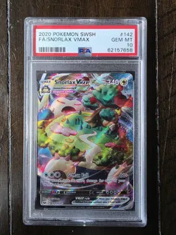 2020 POKEMON SWORD & SHIELD #142 FULL ART/SNORLAX VMAX PSA 10 - Image 1