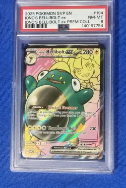 Pokemon Iono's Bellibolt ex SVP194 Scarlet & Violet Black Star PSA 8 - Image 1