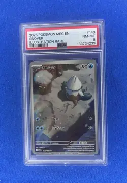 2025 Pokemon Mega Evolution Snover #140 Illustration Rare PSA 8 - Image 1