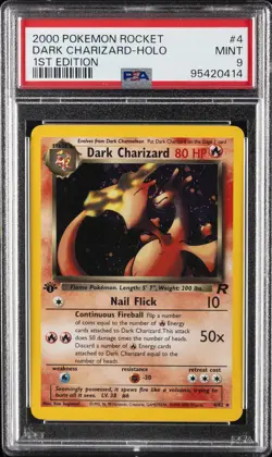2000 POKEMON ROCKET 1ST ED #4 DARK CHARIZARD-HOLO PSA 9 - Image 1