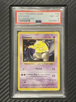 1999 PSA 8 Drowzee #49 Shadowless WOTC Pokemon Game Base Set Shadowless - Image 1