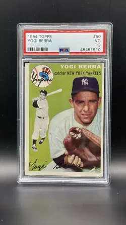 Topps 1954 Yogi Berra #50 PSA 3 New York Yankees Baseball Card White Back - Image 1