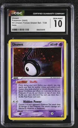 CGC 10 GEM MINT Unown 2005 EX Unseen Forces Unown Set T/28 Holo Pokemon Card psa - Image 1