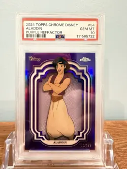 Disney Topps Chrome Aladdin 2024 Purple Refractor Card - Image 1