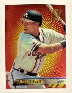 David Justice 1994 Topps Stadium Club Finest #7 MLB Baseball Insert Card Braves - Image 1