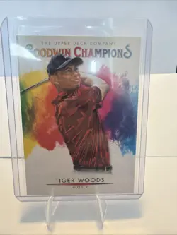 Tiger Woods RARE COLOR BLAST INVESTMENT CARD SSP UPPER DECK MASTERS GOAT MINT - Image 1
