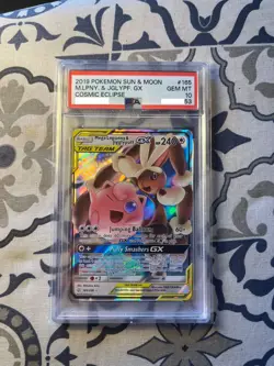 Pokemon S&M Cosmic Eclipse Mega Lopunny & Jigglypuff GX 165/236 PSA 10 GEM MINT! - Image 1