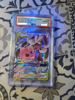 Pokemon S&M Cosmic Eclipse Mega Lopunny & Jigglypuff GX 165/236 PSA 10 GEM MINT! - Image 2