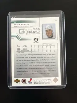 Kevin Sawyer 2001-02 Upper Deck Young Guns Retail RC #414 - Mighty Ducks - Image 2