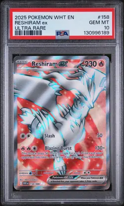 2025 POKEMON WHT EN-WHITE FLARE ULTRA RARE #158 RESHIRAM EX PSA 10 - Image 1