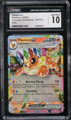 CGC 10 GEM MINT Flareon ex 014/131 Prismatic Evolutions Holo Double Rare Pokemon - Image 1