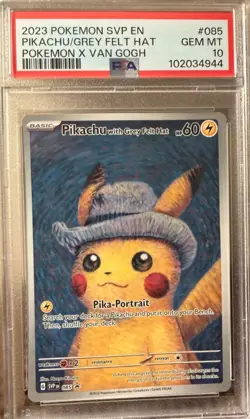 Pikachu Van Gogh (Pikachu with Grey Felt Hat) PSA 10 Pokemon Card - Image 1