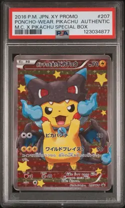 2016 POKEMON JPN MEGA CHARIZARD X PIKACHU PONCHO-WEARING PIKACHU PSA AUTHENTIC - Image 1