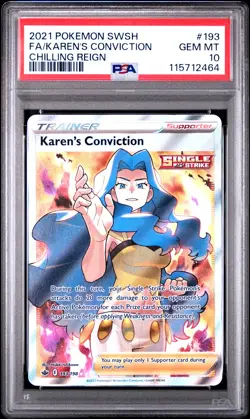 2021 POKEMON SWORD & SHIELD CHILLING REIGN FULL ART/KAREN'S CONVICTION PSA 10 - Image 1