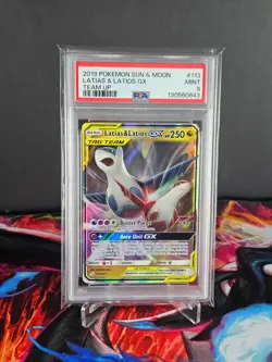 PSA 9 MINT Latias & Latios GX 113 Team Up Pokemon Sun & Moon - Image 1