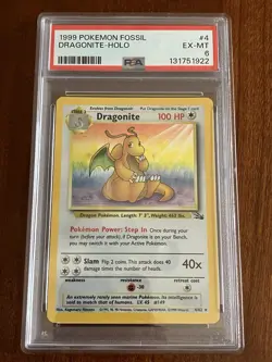 Dragonite 4/62 Fossil Holo Unlimited Pokemon TCG PSA 6 - Image 1