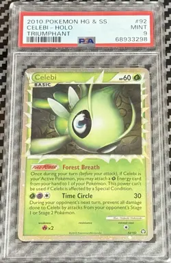 2010 Pokemon HGSS Triumphant # 92 Celebi Holo PSA 9 MINT! Ultra Rare! Free Ship! - Image 1