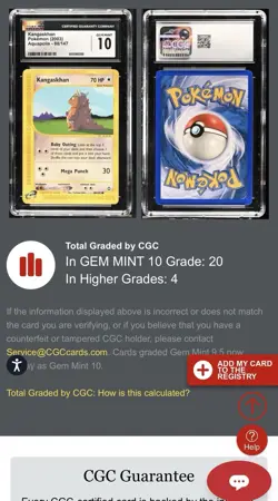 🌟LOW POP!!!🌟 CGC 10 Kangaskhan 88/147 Aquapolis 2003 Pokemon TCG E-Reader - Image 3