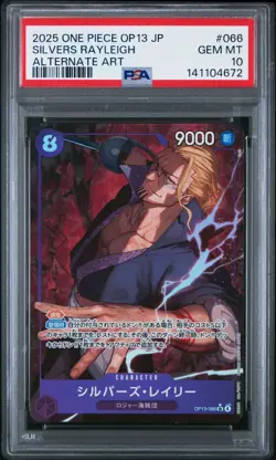 ONE PIECE JAPANESE CARRYING ON HIS WILL OP13-066 SILVERS RAYLEIGH ALT ART PSA 10 - Image 1